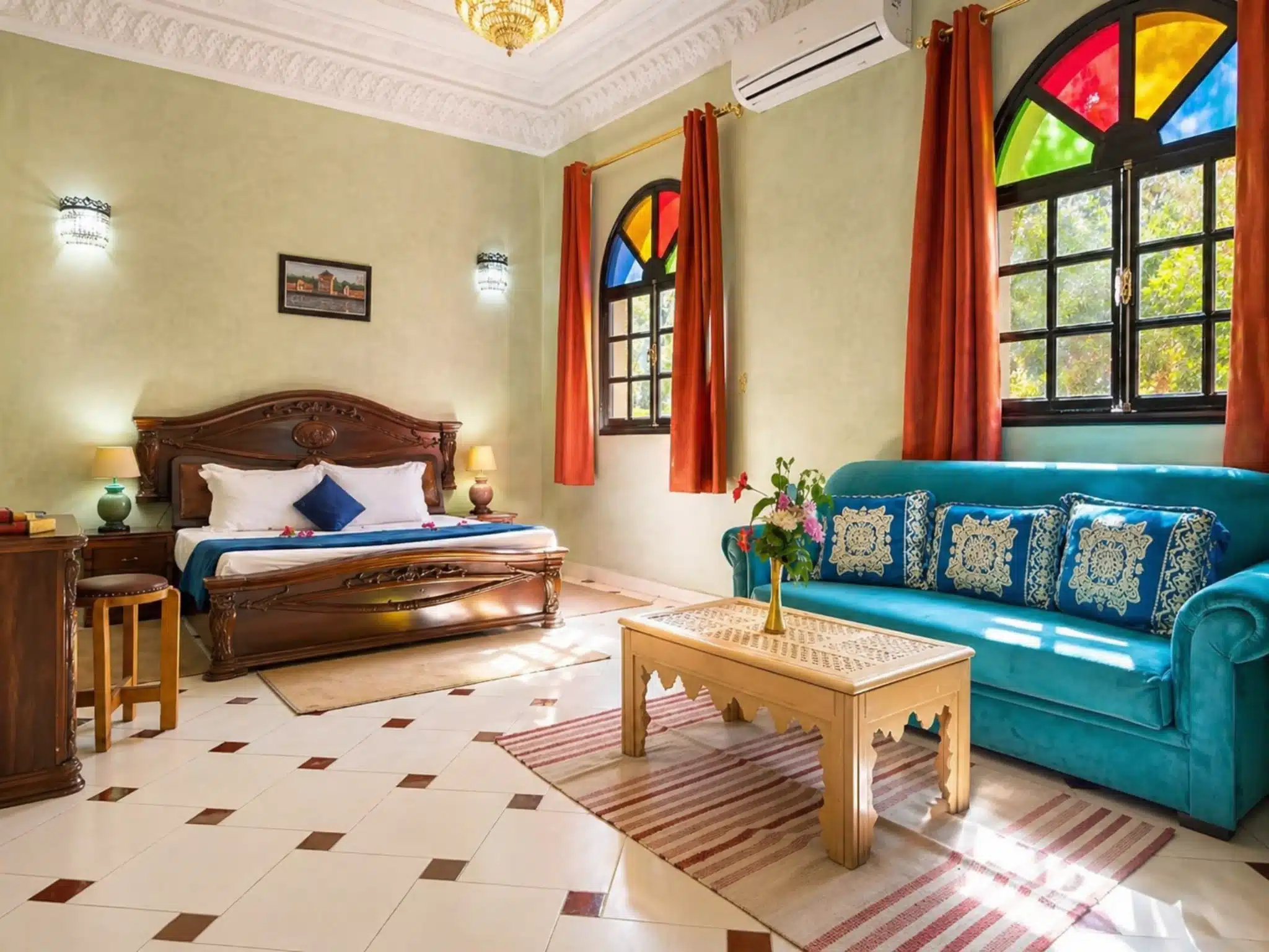 Deluxe King room at Riad Qodwa for a calm stay near Marrakech